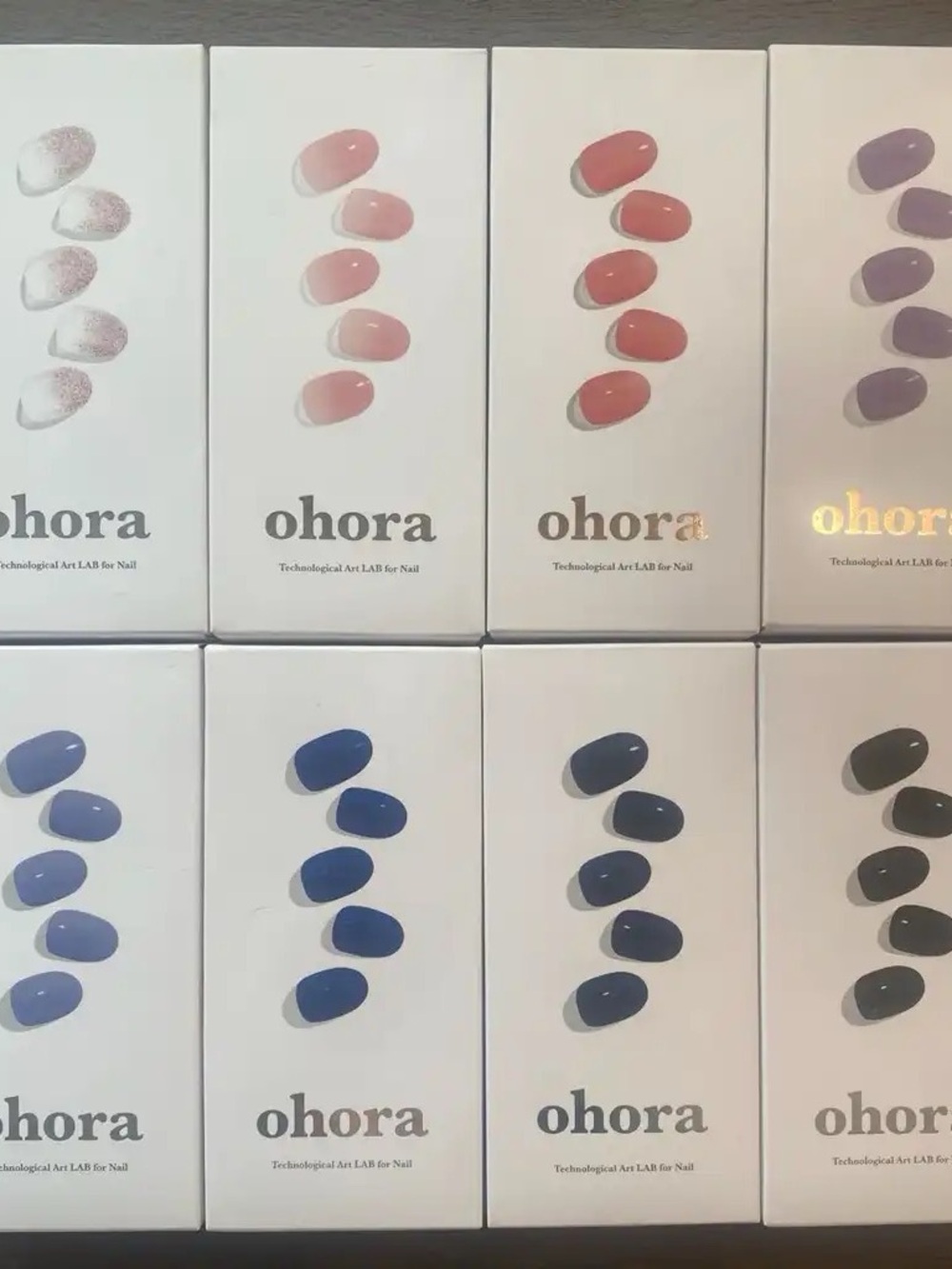 Ohora Semi Cured Gel Nail Strips Lot of 8 - Onyx, Hyacinth, Pink, Navy